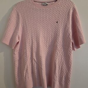 Tommy Hilfiger Pink Cable Knit Crewneck Sweater